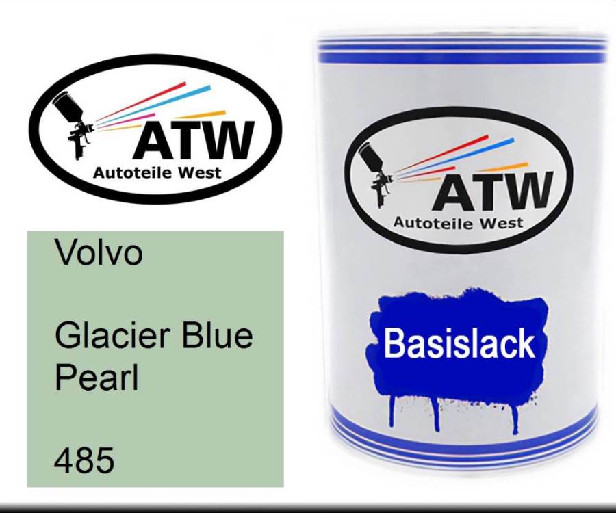 Volvo, Glacier Blue Pearl, 485: 500ml Lackdose, von ATW Autoteile West.